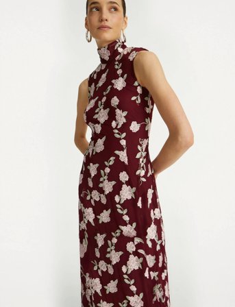 ROTATE Birger Christensen Sleeveless Maxi Dress - Burgundy - 34
