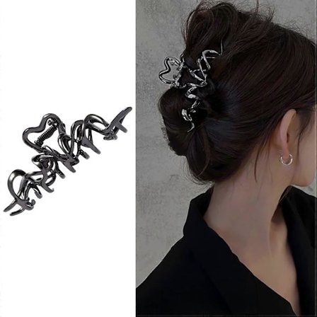 Epäsäännölliset hiusklipsit, tyylikäs metallinen hopeinen aaltohiusklipsi, hiusneula, viileä tyyli, ranskalainen hiusklipsi paksuille hiuksille, 