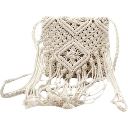 Frynser Duskkvast Skuldertaske Halm Vevd Håndlaget Boho Strand Reise Håndveske for Kvinner