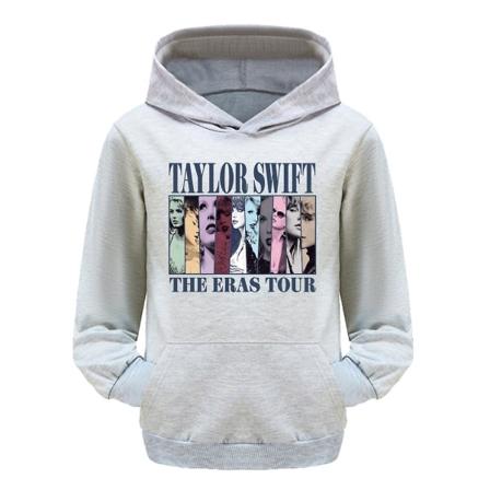 3-16 år Børn Pop Taylor Swift The Eras Tour Trykt Hoodie Piger Drenge Hættetrøje Pullover Toppe Grey 7-8T 130CM