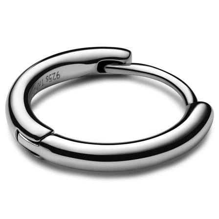 Huggie | Pendiente de Aro de Plata de 6 mm para hombres - Pendientes de aro con colgante