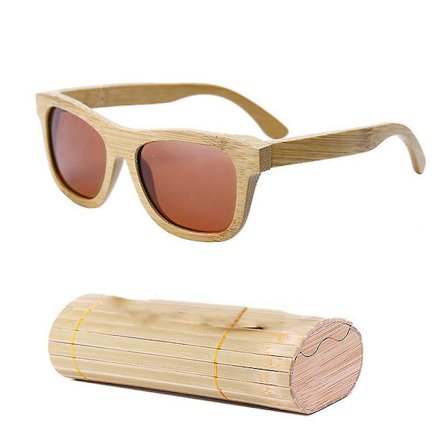 Solglasögon Trä Bambu Solglasögon Polariserade Linser med Fodral för Kvinnor och Män