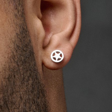 Yksityiskohtainen Tähti Teräskorvakoru miehille - Nappikorvakorut