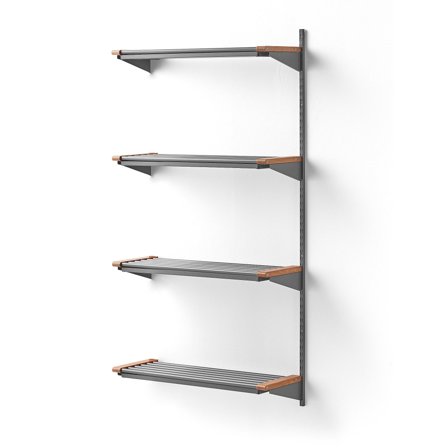 Wandgarderobenschrank JEPPE mit 4 Schuhböden, Anbauelement, 1790x900x310 mm, Alu/Eiche