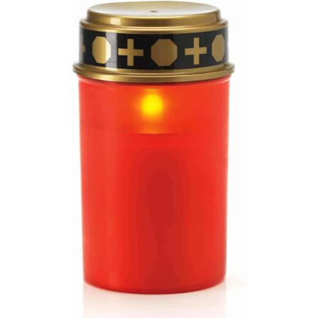 LED gravlys, rød eller hvit, med batteri og opptil 6 måneders belysning - LED gravlys med realistisk flimring