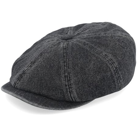 Stetson - Zwart flatcap Cap - Hatteras Denim Garage Theme Black Denim Flat Cap @ Hatstore