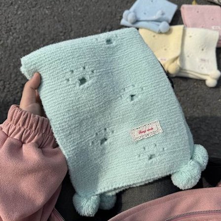 Søtt katt dobbeltsidig strikket skjerf, retro og allsidig halsvarmer, grønn