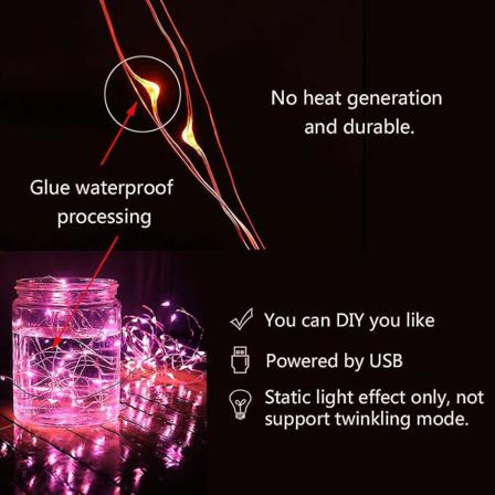 2m 20LED Kreativ Vanntett Ip66 Led Lyslenke Dc5v USB Ladningslys