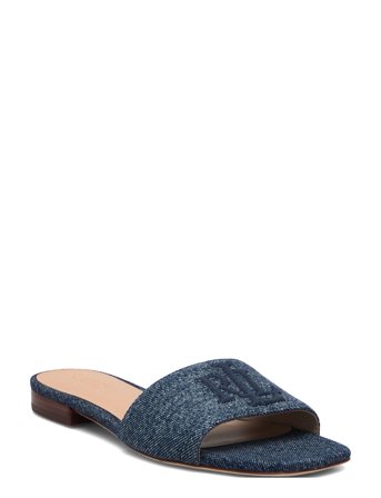 Everley Washed Denim Slide Sandal Blue Lauren Ralph Lauren