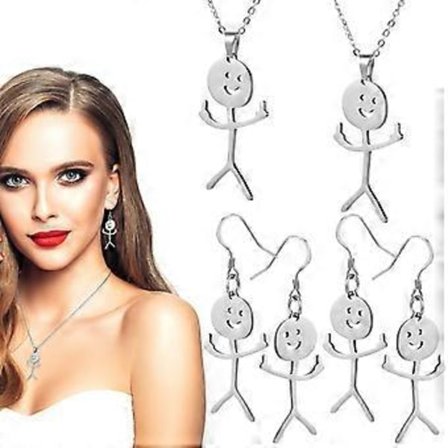 2 Set Dam Smycken Delicate Halsband Hängande Örhängen Personliga Krok Örhängen Dekorationer