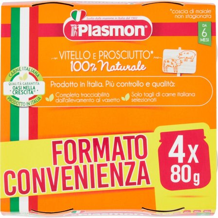 Plasmon Omogeneizzato Vitello/Prosciutto 4x80g 6Mesi+