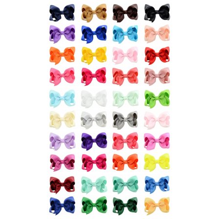 40-pack fluga hårspännen, 2" Grosgrain Ribbon Hårklämmor för Ba