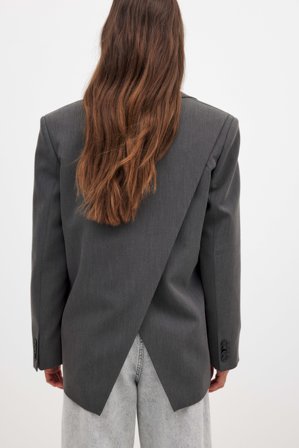 NA-KD Blazer oversize à dos ouvert - Blazers Oversize - Gris - EU 34