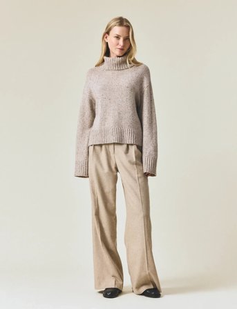 Lexington Clothing Wool Blend Roll Neck Knitted Sweater - Beige - M