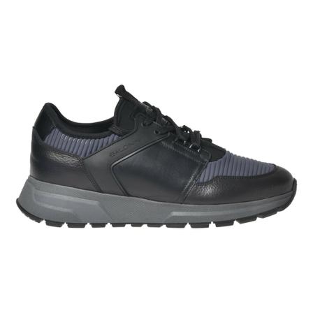 Baldinini Low-top trainers in black leather and fabric Sort, Herre, Størrelse: 42 1/2 EU