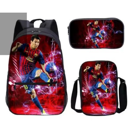 3-delad fotbollsstjärna ryggsäck student skolväska