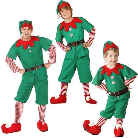 Familj Matchande Barn Vuxen Jul Elf Fancy Dress Cosplay Kostymer