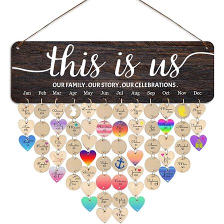 Vägghängande This Is Us Family Birthday Calendar Födelsedag