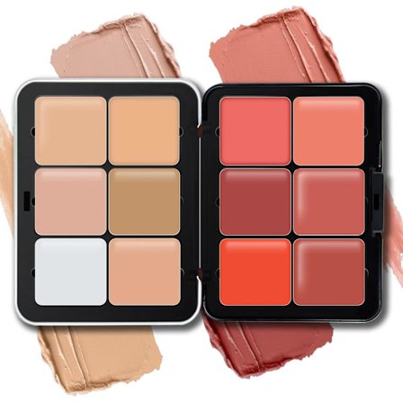 Cremet Blush Palette, 12 Farvekorrigerende og Kontur Makeup Sæt, Langtidsholdbar Blandbar Formel til Professionelle Artister og Makeup