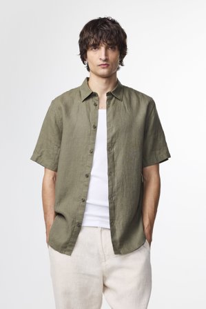 NN.07 Enzo 5708 Shirt Male Green Linen