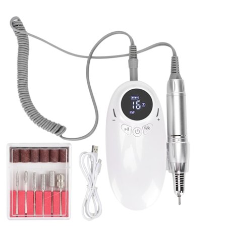 Bærbar elektrisk neglefilpenn med oppladbart batteri og penneholder for neglepolering, sliping, polering og eksfoliering