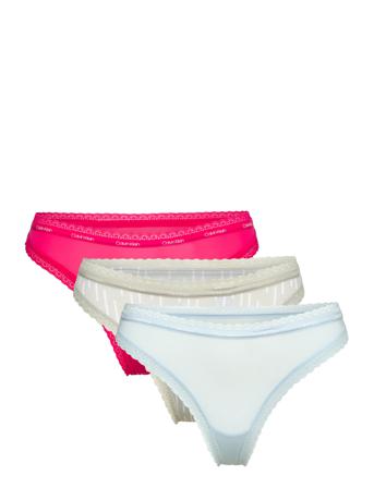 Thong 3Pk Stringit Alusvaatteet Monivärinen/Kuvioitu Calvin Klein
