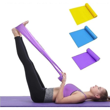 Sæt med 3 Træningselastikker med 3 Modstandsniveauer, Træningselastikker til Pilates
