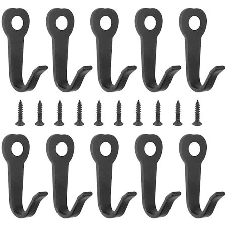 10 stk. sorte skruer krog vægmonteret jern krog retro metal krog metal krog med 10 skruer vintage kåbe krog til taske, nøgle, hat, tørklæde (39mm)