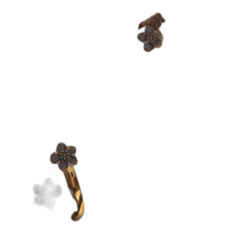 Guldigt armband & ring med blå blommor