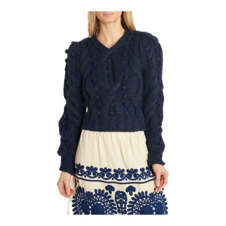 Sea NY, V-neck Knitwear Blauw, Dames, Maat:2XS