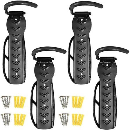 4 stk. Veggmontert Sykkelstativ Plassbesparende Sykkelvegg Henger Vertikal Sykkel