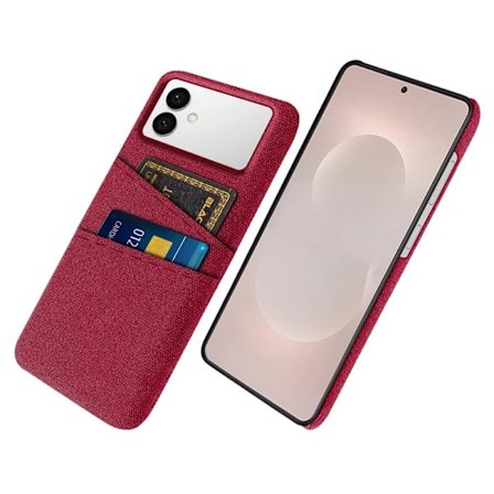 Mobilskal till Samsung Galaxy S26 Edge Tyg + Hård PC - Röd