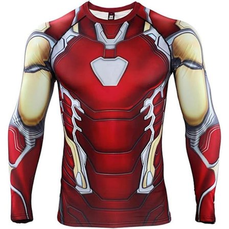 3D Superhelte Tætsiddende Hurtigtørrende Elastisk Sports Cosplay T-shirt Langærmet Kaptajn 1 Medium Jern 2 M