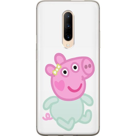 Kompatibel Mobilcover til OnePlus 7 Pro Peppa Pig babyfigur i pastelfarver, sød tegnet børneillustration med blød minimalistisk stil