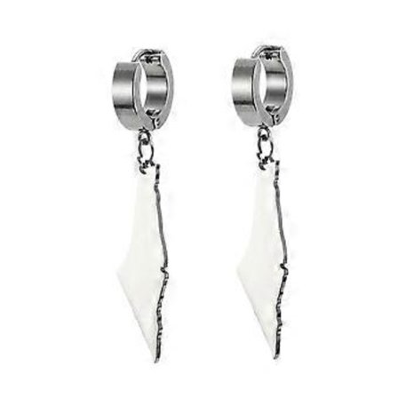 C Sølvfarget Palestina Kart Dingle Øredobber Kvinner Land Geografi Kart Anheng Øredobb Rustfritt Stål Smykker