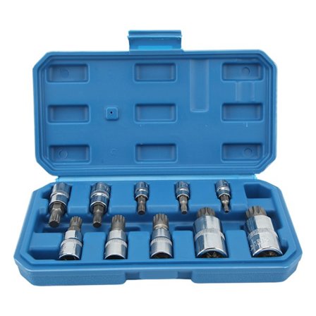 10 stk Triple Square Spline Bit Socket Set Lav Slitasje Nøyaktig Bærbar Sterk Styrke for Bil