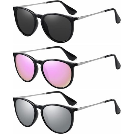 Solbriller Dame Herre Vintage Polariserte Retro Solbriller Dame Solbriller Runde Klassisk UV-beskyttelse