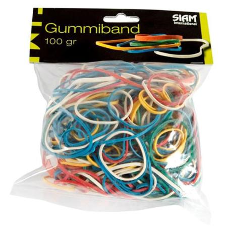 Gummiband, Blandade Färger O Storlekar, 100 Gram/fp (ca 250 St) Multifärg