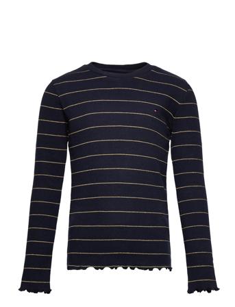 Stripe Rib Knit Top L/S Langærmet T-shirt Navy Tommy Hilfiger