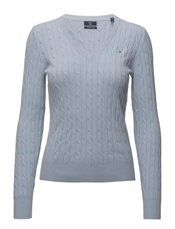 Stretch Cotton Cable V-Neck Villapaita Sininen GANT