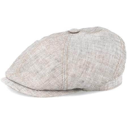 Stetson - Beige flatcap Cap - 6-Panel Linen Fischgrat Beige Flat Cap @ Hatstore