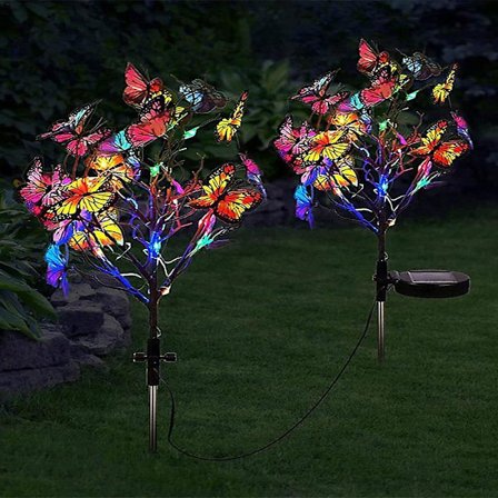 Solcelled Havegangslygter Udendørs Havedekoration Sommerfugl Lampe