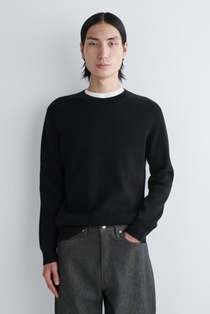 COS Cotton Crew-Neck Jumper in Black - Men