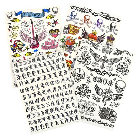 Midlertidige Tatoveringer Rock'n'roll 4-pak