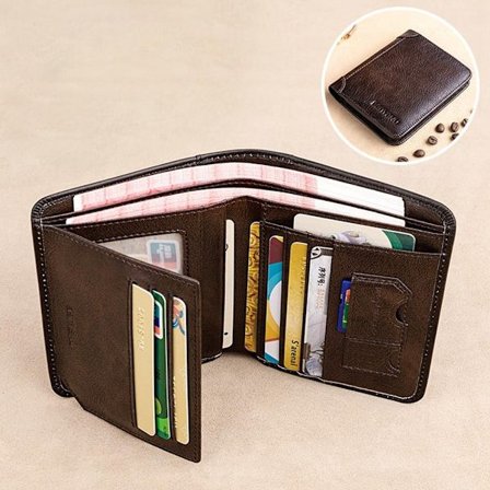 Herre Trifold-lommebøker Herre Vintage tynne lommebøker KAFFE