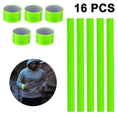 16 st reflexband med snäpplås, fluorescerande reflexarmband, reflexremsor, hög synlighet