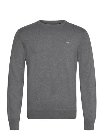 Cotton C-Neck Tops Knitwear Round Necks Grey GANT
