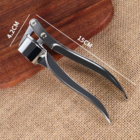 Sølvfarvet Fødevaregodkendt Rustfrit Stål 15 cm Håndbetjent Manuel Hvidløgspresser Buet Håndtag Husholdnings Køkkenredskab til Madlavning af 