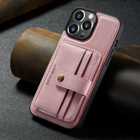 (För Samsung S23 Plus) Smal plånboksfodral med 3 kortfack och magnetisk avtagbar funktionalitet