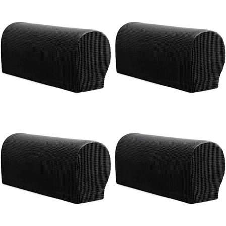 (Svart) Armstödsöverdrag, set om 4 stretch fåtölj armstöd